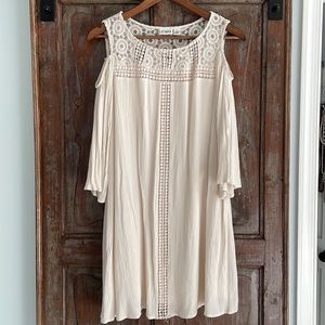 Cato Cream Boho Cold Shoulder Dress Size M